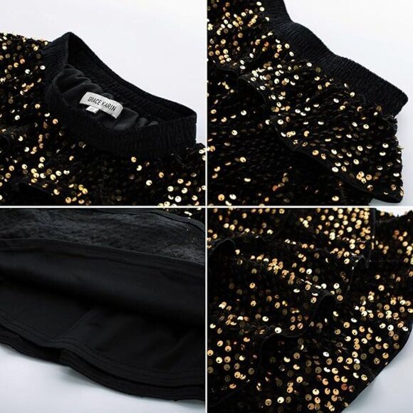 Grace Karin Girl's Sequin Ruffle Skirt - Gold/Black, Size 12Y - Picture 2 of 13